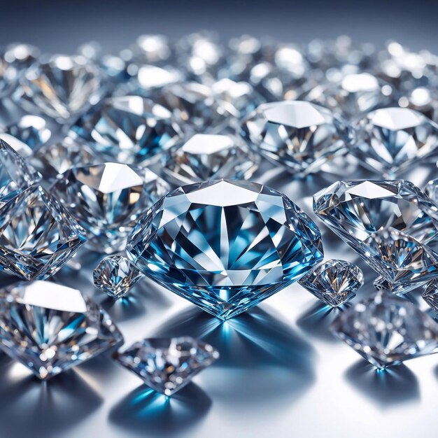 a bunch of diamonds are on a table with one that says diamond