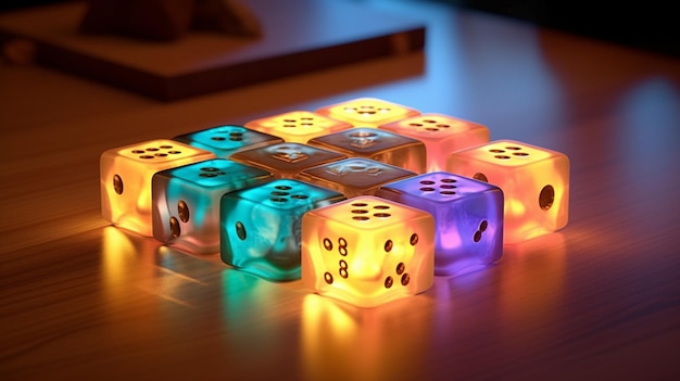 A bunch of dice with the numbers 8 and 8 on them