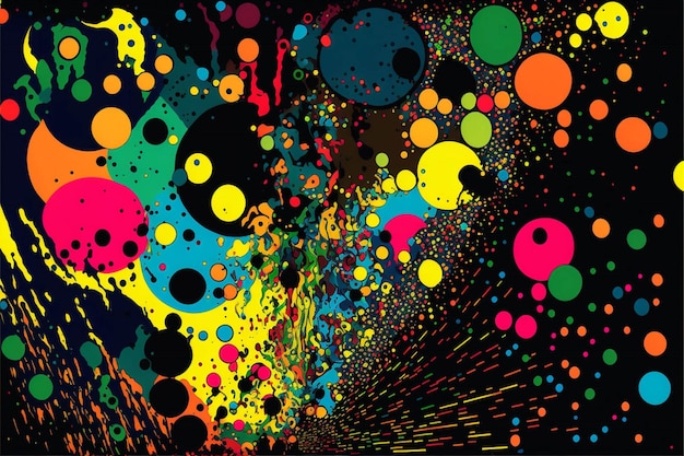 Bunch of different colored circles on a black background generative ai