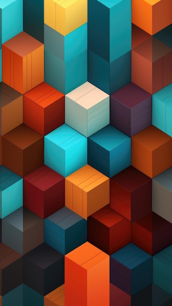 Photo a bunch of different colored cubes on a black background digital image