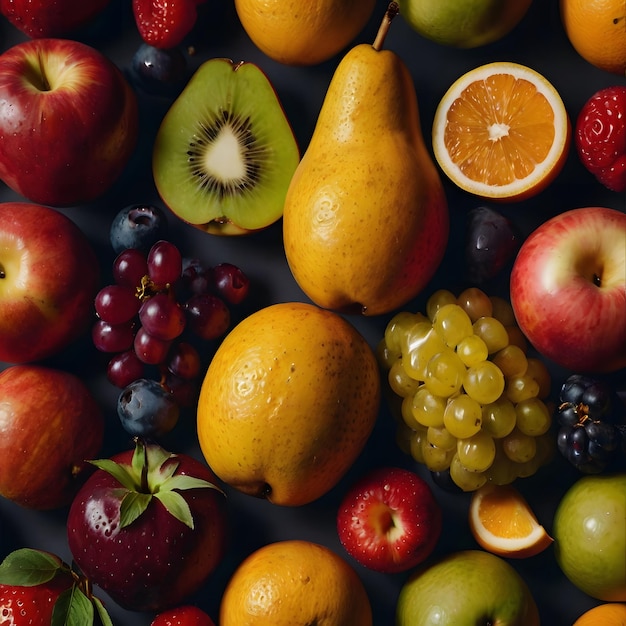 Photo a bunch of different fruits including one that says fruit