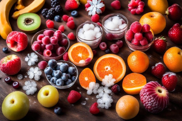 a bunch of different fruits including raspberries blueberries and raspberries