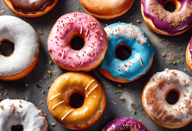 a bunch of donuts with one that has sprinkles on it