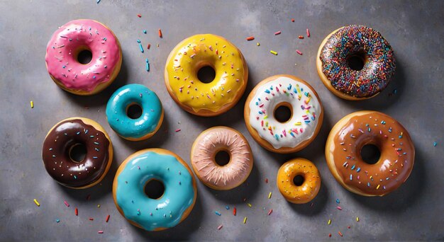 a bunch of donuts with sprinkles on them