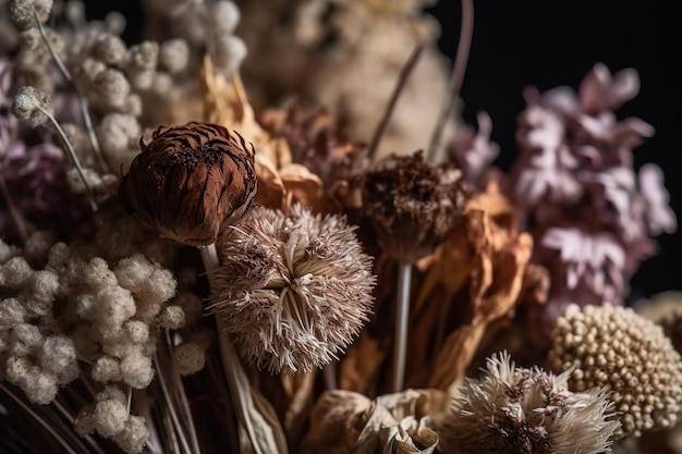 A bunch of dried flowers with one that says'i'm not a flower '