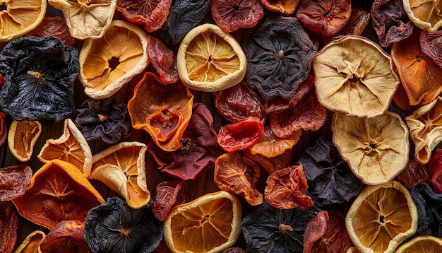 a bunch of dried fruit that is on display