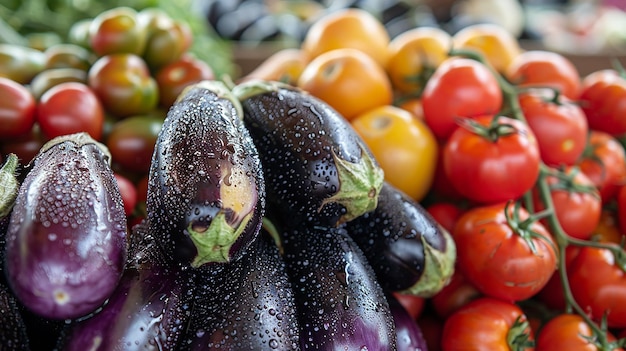 Photo a bunch of eggplant is being held up by a hand