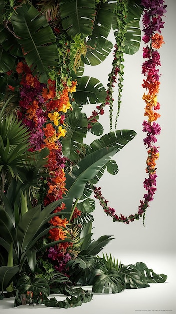 a bunch of flowers are hanging from a rope with a number 3 on it