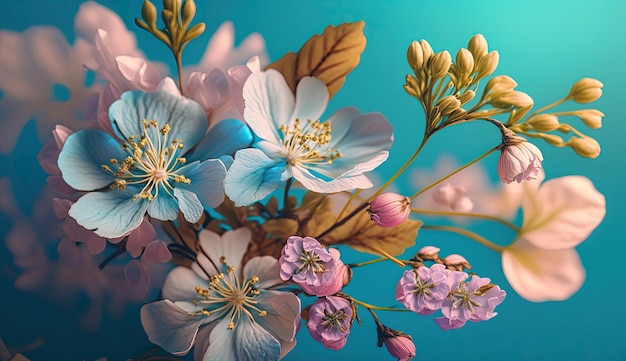 A bunch of flowers that are on a table generative AI