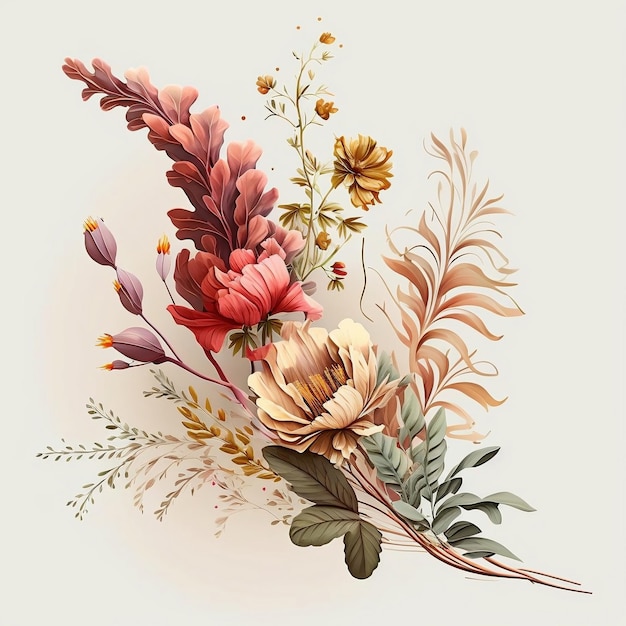 a bunch of flowers that are on a white background generative AI