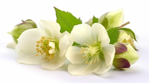 A bunch of flowers on a white background