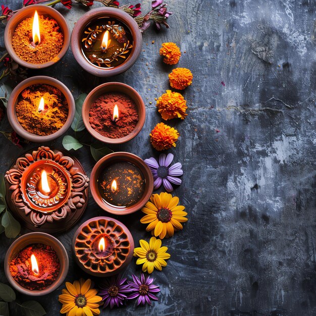 Photo a bunch of flowers with a candle in the middle of them