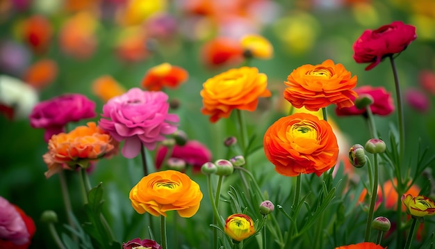 a bunch of flowers with one pink and one purple