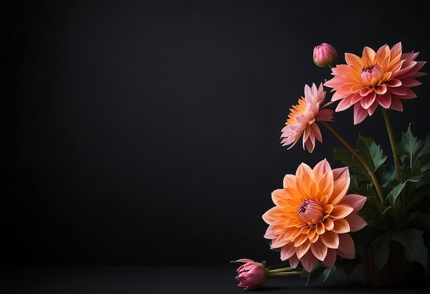 a bunch of flowers with one pink and orange