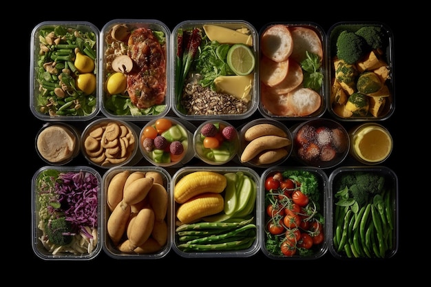 A bunch of food is on a table