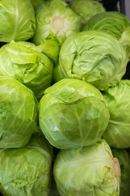 A bunch of fresh green cabbage