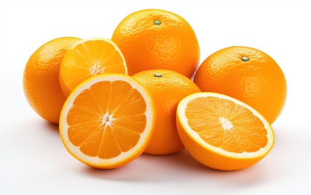 Bunch of fresh oranges isolated on white background