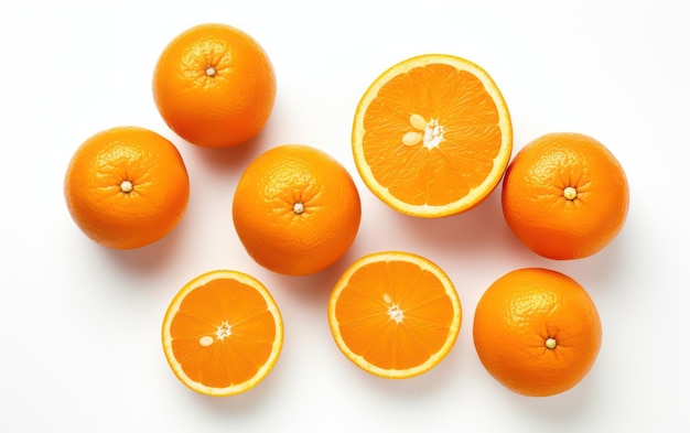 Bunch of fresh oranges isolated on white background