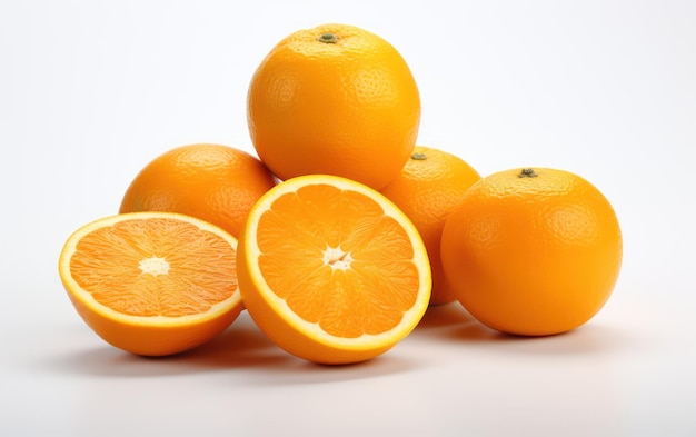 Bunch of fresh oranges isolated on white background