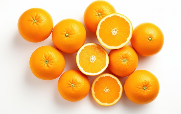 Bunch of fresh oranges isolated on white background