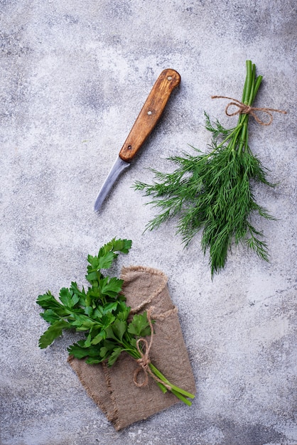 Bunch of fresh parsley and dill 