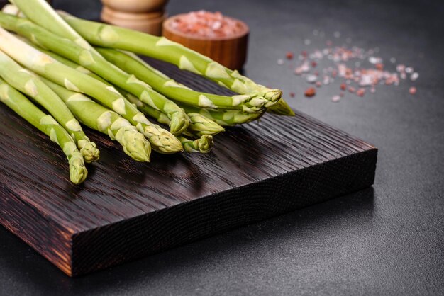 Bunch of fresh ripe green asparagus organic vegetables ready to cook or grill