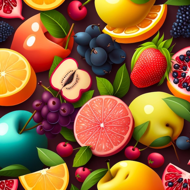 Bunch of fruit that are on table Generative AI