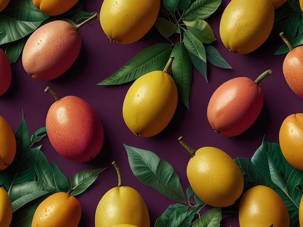 Photo a bunch of fruit with leaves that say pomegranate