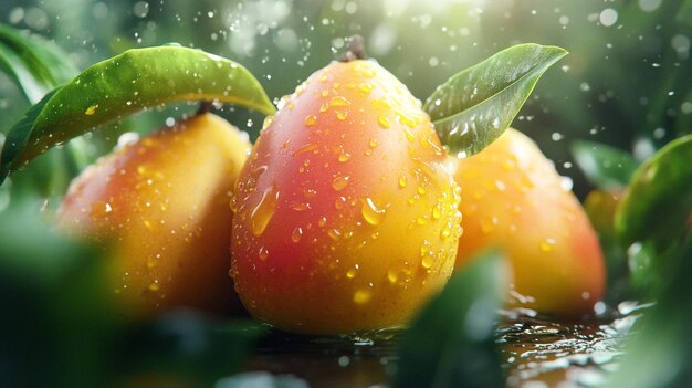 Photo a bunch of fruit with water drops on it