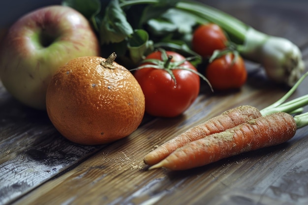 A bunch of fruits and vegetables on a table