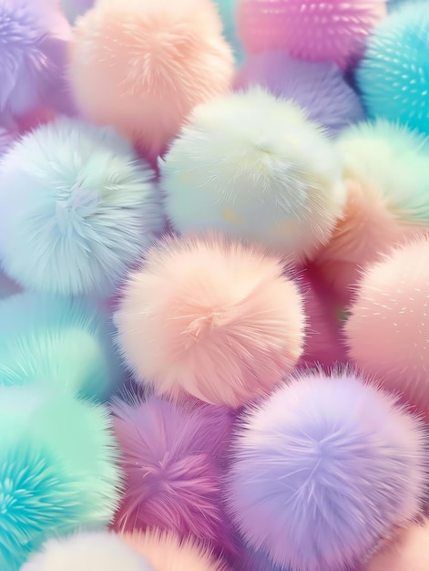 Photo a bunch of fuzzy pom pom pom pom poms