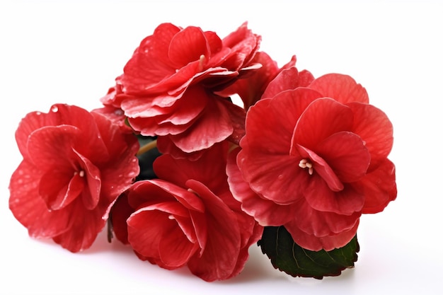 A bunch of geraniums with a white background