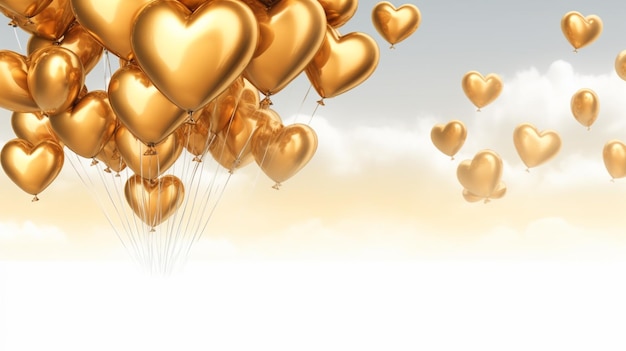 A bunch of golden balloons in the sky