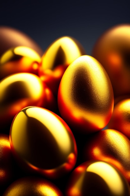 A bunch of golden eggs with the words " easter " on the top.