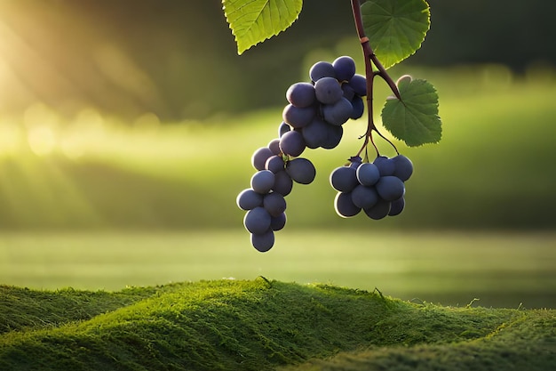 A bunch of grapes hanging from a tree