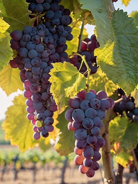 a bunch of grapes that are hanging from a vine