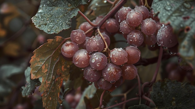 Photo a bunch of grapes that are on a tree