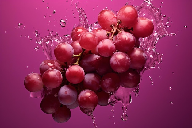 a bunch of grapes in water