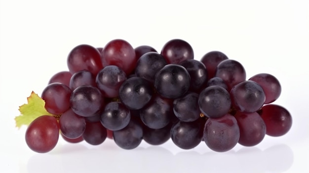 A bunch of grapes with black and red grapes on a white background