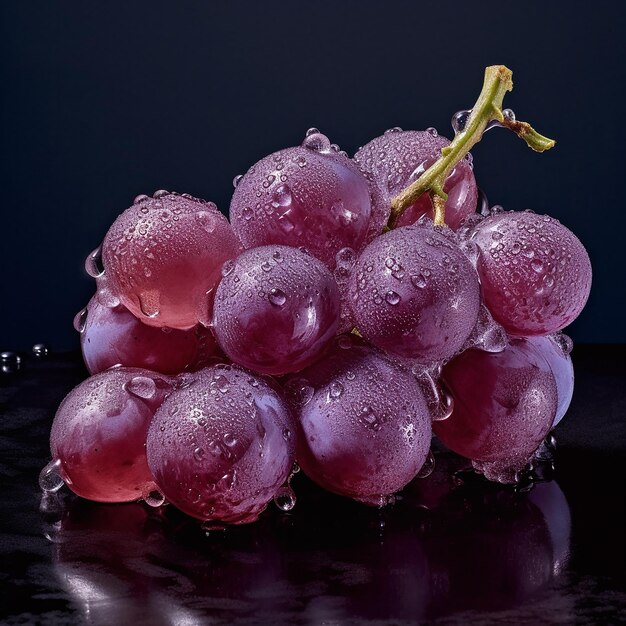 a bunch of grapes with water drops on them