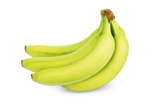 Bunch of green bananas on white background