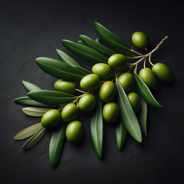 a bunch of green olives are on a black surface