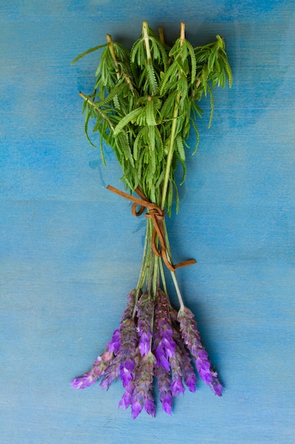 Bunch of lavender flowers on a table