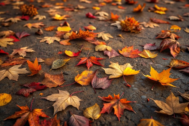 Photo a bunch of leaves that are on a ground