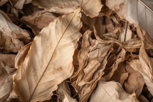 A bunch of leaves that are laying on the ground generative AI