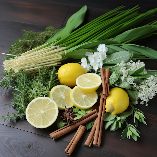 a bunch of lemons and some lemons on a table