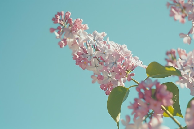 a bunch of lilac flowers that are in the sky