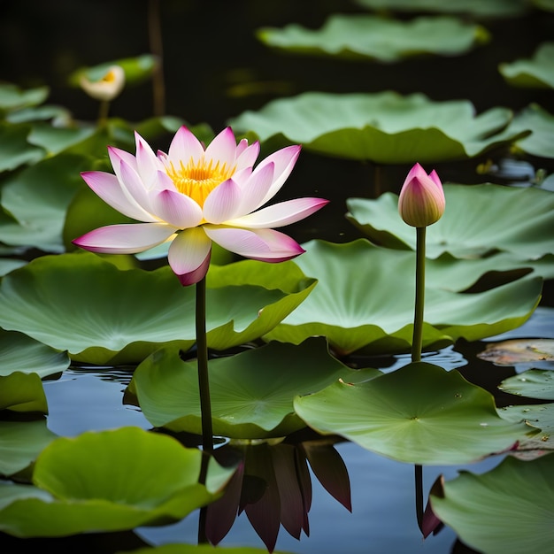 A bunch of lotus in the pond water