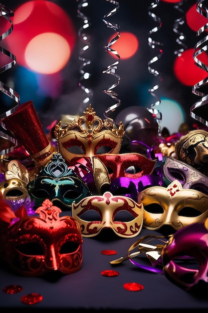 Photo a bunch of masks that are in a basket