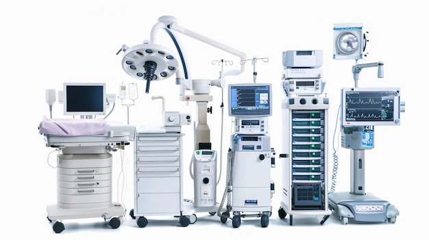 Photo a bunch of medical equipment including one that has the word medical on it